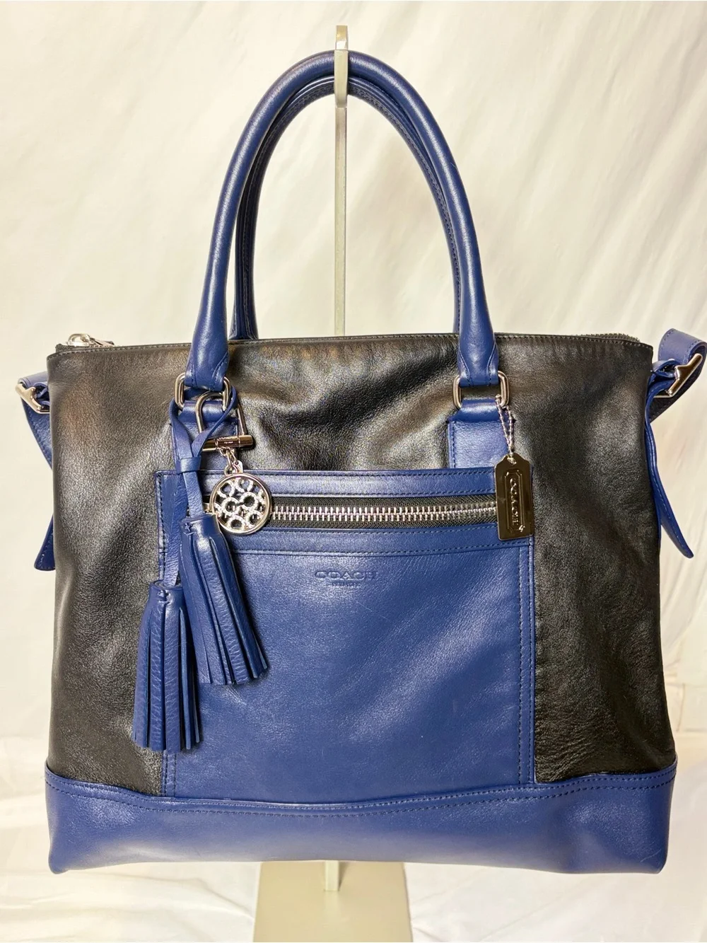 Coach Legacy Leather Rory Satchel Navy Black Colorblock 19902